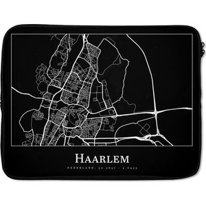 Laptophoes 17 inch - Plattegrond - Haarlem - Stadskaart - Kaart - Laptop sleeve - Binnenmaat 42,5x30 cm - Zwarte achterkant