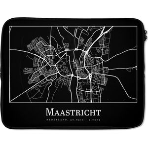 Laptophoes 17 inch - Kaart - Plattegrond - Maastricht - Stadskaart - Laptop sleeve - Binnenmaat 42,5x30 cm - Zwarte achterkant