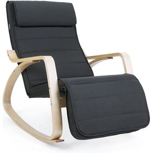 Schommelstoel Relaxstoel 5-Voudig Verstelbaar Voeteneinde Belastbaarheid, Grijs Lyy10G