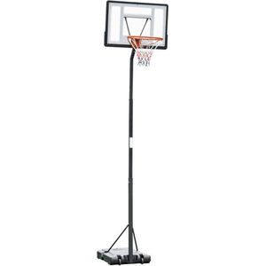 Mobiele Basketbalstandaard Basketbalring Met Standaard İn Hoogte Verstelbaar, Staal + Kunststof, Zwart, 86 X 153 X 250-350 Cm