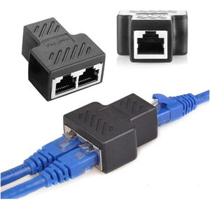 Ethernet Splitter - 2in1 RJ45 Poort - Netwerkkabel Splitter - Internet Verlengstuk - LAN/RJ45/UTP/FTP Adapter - Zwart