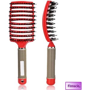 Finnacle - Vrouwen / Mannen / Kinderen Haar Hoofdhuid Massage Kam Borstel & Nylon Haarborstel Nat Krullend Ontwar Haar Borstel voor Salon Kappers Styling Tools - Rood