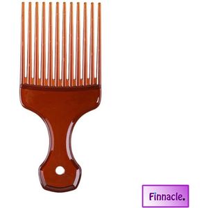 Finnacle - Brede Tanden Afro Haar Krullend Haar Vork Kam Bruin Unisex Haar Stijl Krullend Massage Kappers Insert Borstel Haar Styling Tool