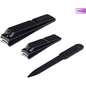 Finnacle - Nagelknipper- Nagelvijl - Manicure- Pedicure - Set 3-Delig - kleur Zwart