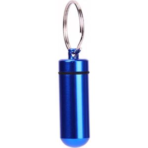 Medicijn koker - Pillen koker - Sleutelhanger - Aluminium - Blauw