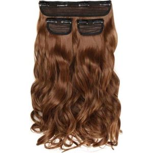 3 stuk Clip in Hair Extensions Lang Krullend Synthetisch Haar Vrouwen Real Natuurlijke Haar Extensions Bruin 50 cm Kleur #12 Light Brown