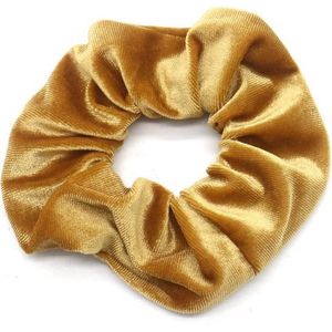 Finnacle - Fluwelen Scrunchie - Oker - Haarelastiek - Haarstyling - Haaraccessoires - Wokkel - Froesel - Elastiek