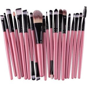 Finnacle - 20-delige Make-Up Kwasten Set - Roze/Zwart - Oogschaduw, Foundation, Poeder, Eyeliner, Wimper, Lip - Cosmetische Beauty Tool Kit - Hot