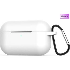 Finnacle - Hoesje geschikt voor Apple AirPods Pro met Clip  - Wit - Siliconen - Case - Cover - Soft case