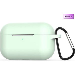 Finnacle - Hoesje geschikt voor Apple AirPods Pro met Clip  - Mint Groen- Siliconen - Case - Cover - Soft case