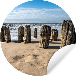 Behangcirkel - Zelfklevend behang - Strand - Zee - Golf - Kamerdecoratie - 120x120 cm - Behangcirkel zelfklevend - Behang cirkel - Rond behang - Cirkel behang