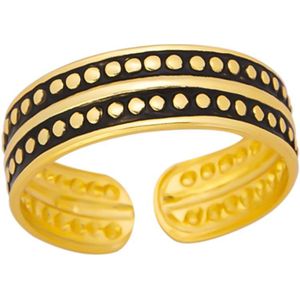 Teenringen | Gold plated teenring, geoxideerd met stippen