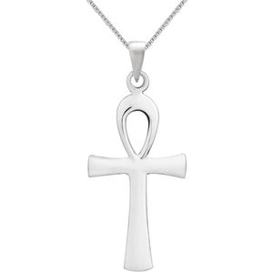 Zilveren ketting vrouw | Zilveren ketting met hanger, ankh kruis