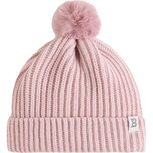 Baby's Only Mutsje met pompon Cool - Kindermuts - Muts baby - Muts peuter - Muts meisjes - Wintermuts - Muts kind - Oud Roze - Maat 40 - 3-36 maanden