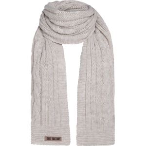 Knit Factory Elin Gebreide Sjaal Dames & Heren - Warme Wintersjaal - Grof gebreid - Langwerpige sjaal - Wollen sjaal - XXL sjaal - Heren sjaal - Dames sjaal - Unisex - Beige - 200x50 cm