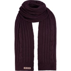 Knit Factory Elin Gebreide Sjaal Dames & Heren - Warme Wintersjaal - Grof gebreid - Langwerpige sjaal - Wollen sjaal - XXL sjaal - Heren sjaal - Dames sjaal - Unisex - Aubergine - Paars - 200x50 cm
