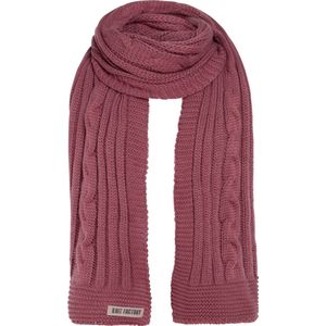 Knit Factory Elin Gebreide Sjaal Dames & Heren - Warme Wintersjaal - Grof gebreid - Langwerpige sjaal - Wollen sjaal - XXL sjaal - Heren sjaal - Dames sjaal - Unisex - Stone Red - Rood - 200x50 cm