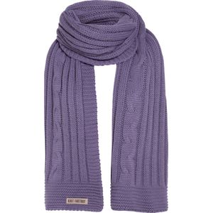 Knit Factory Elin Gebreide Sjaal Dames - Warme Wintersjaal - Grof gebreid - Langwerpige sjaal - Wollen sjaal - XXL sjaal - Dames sjaal - Violet - Paars - 200x50 cm