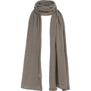 Knit Factory Iris Sjaal Dames - Katoenen sjaal - Langwerpige sjaal - Bruine zomersjaal - Dames sjaal - Taupe - 200x50 cm - Duurzaam & Milieuvriendelijk - 92% gerecycled katoen