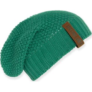 Knit Factory Coco Gebreide Muts Heren & Dames - Sloppy Beanie hat - Bright Green - Warme groene Wintermuts - Unisex - One Size
