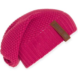 Knit Factory Coco Gebreide Muts Heren & Dames - Sloppy Beanie hat - Fuchsia - Warme roze Wintermuts - Unisex - One Size