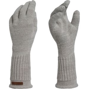 Knit Factory Lana Gebreide Dames Handschoenen - Gebreide winter handschoenen - Grijze handschoenen - Polswarmers - Iced Clay - One Size
