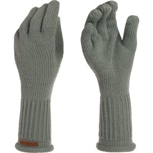 Knit Factory Lana Gebreide Dames Handschoenen - Gebreide winter handschoenen - Groene handschoenen - Polswarmers - Urban Green - One Size