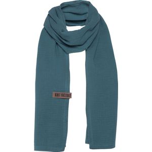 Knit Factory Liv Sjaal Dames - Katoenen sjaal - Langwerpige sjaal - Groene zomersjaal - Dames sjaal - Laurel - 200x40 cm - Duurzaam & Milieuvriendelijk - 100% Biologisch katoen