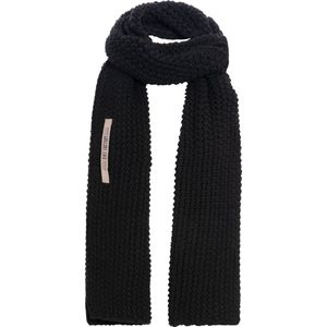 Knit Factory Carry Gebreide Sjaal Dames & Heren - Warme Wintersjaal - Grof gebreid - Langwerpige sjaal - Wollen sjaal - Heren sjaal - Dames sjaal - Unisex - Zwart - 200x35 cm