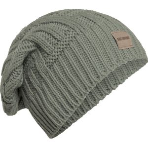 Knit Factory Bobby Gebreide Muts Heren & Dames - Sloppy Beanie hat - Urban Green - Warme groene Wintermuts - Unisex - One Size