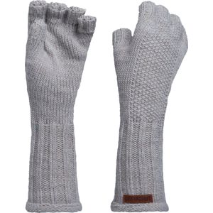 Knit Factory Ika Gebreide Dames Vingerloze Handschoenen - Handschoenen voor in de herfst & winter - Lichtgrijze handschoenen - Polswarmers - Licht grijs - One Size