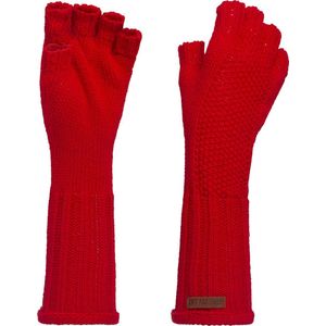 Knit Factory Ika Gebreide Dames Vingerloze Handschoenen - Handschoenen voor in de herfst & winter - Rode handschoenen - Polswarmers - Bright Red - One Size