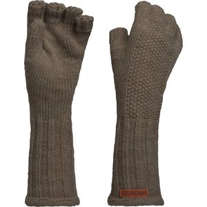 Knit Factory Ika Gebreide Dames Vingerloze Handschoenen - Handschoenen voor in de herfst & winter - Bruine handschoenen - Polswarmers - Cappuccino - One Size
