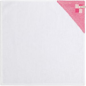 Knit Factory - Theedoek Block - Ecru/Fuchsia/Lichtgroen - Linnen - 65x65 cm