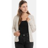 Knit Factory - Becky - Gebreid Vest - Beige - Damescardigan - Kort Vest op Heuphoogte