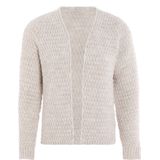 Knit Factory - Becky - Gebreid Vest - Beige - Damescardigan - Kort Vest op Heuphoogte