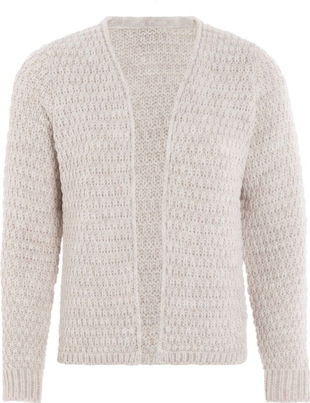 Knit Factory - Becky - Gebreid Vest - Beige - Damescardigan - Kort Vest op Heuphoogte