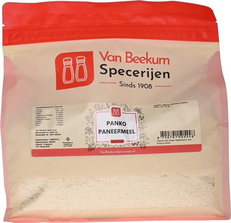 Van Beekum Specerijen - Panko Paneermeel - 800 Gram - Hersluitbare Stazak