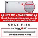 Lunso Geschikt voor MacBook Air 15 inch M2/M3 (2023-2024) cover hoes - case - Black Stone