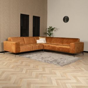 Velvet hoekbank Vegas okergeel links/rechts