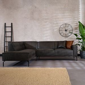 Industriële hoekbank Kansas eco-leer antraciet links
