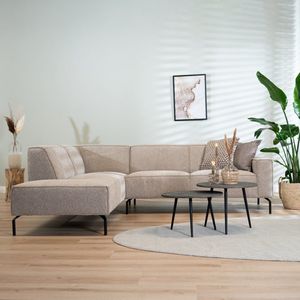 Hoekbank Kansas ribstof taupe links