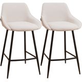 Bronx71® Scandinavische barkruk Lova gerecyclede stof off white 68 cm - Barkrukken set van 2