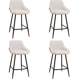 Bronx71® Scandinavische barkruk Lova gerecyclede stof off white 68 cm - Barkrukken set van 4 - barstoel
