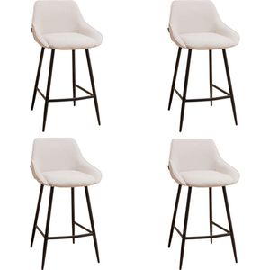 Bronx71® Scandinavische barkruk Lova gerecyclede stof off white 68 cm - Barkrukken set van 4