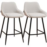 Bronx71® Scandinavische barkruk Lova gerecyclede stof grijs 68 cm - Barkrukken set van 2