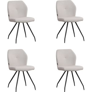 Bronx71® Scandinavische eetkamerstoel Fenris gerecyclede stof grijs - Eetkamerstoelen set van 4