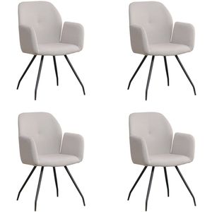 Bronx71® Scandinavische eetkamerstoel Frey gerecyclede stof grijs - Eetkamerstoelen set van 4 - stoel