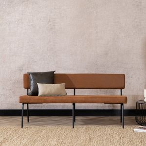 Bronx71® Industriële eetkamerbank Espen cognac eco-leer 160 cm