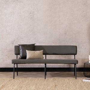 Bronx71® Industriële eetkamerbank Espen antraciet eco-leer 160 cm